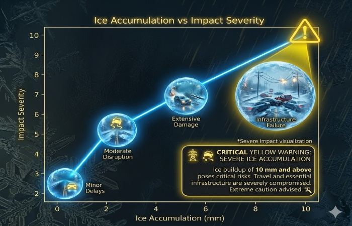 ice accumulation vs impact severity